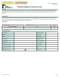 Document preview: ODOT Form 734-2756 Resident Engineer's Narrative Form - Oregon
