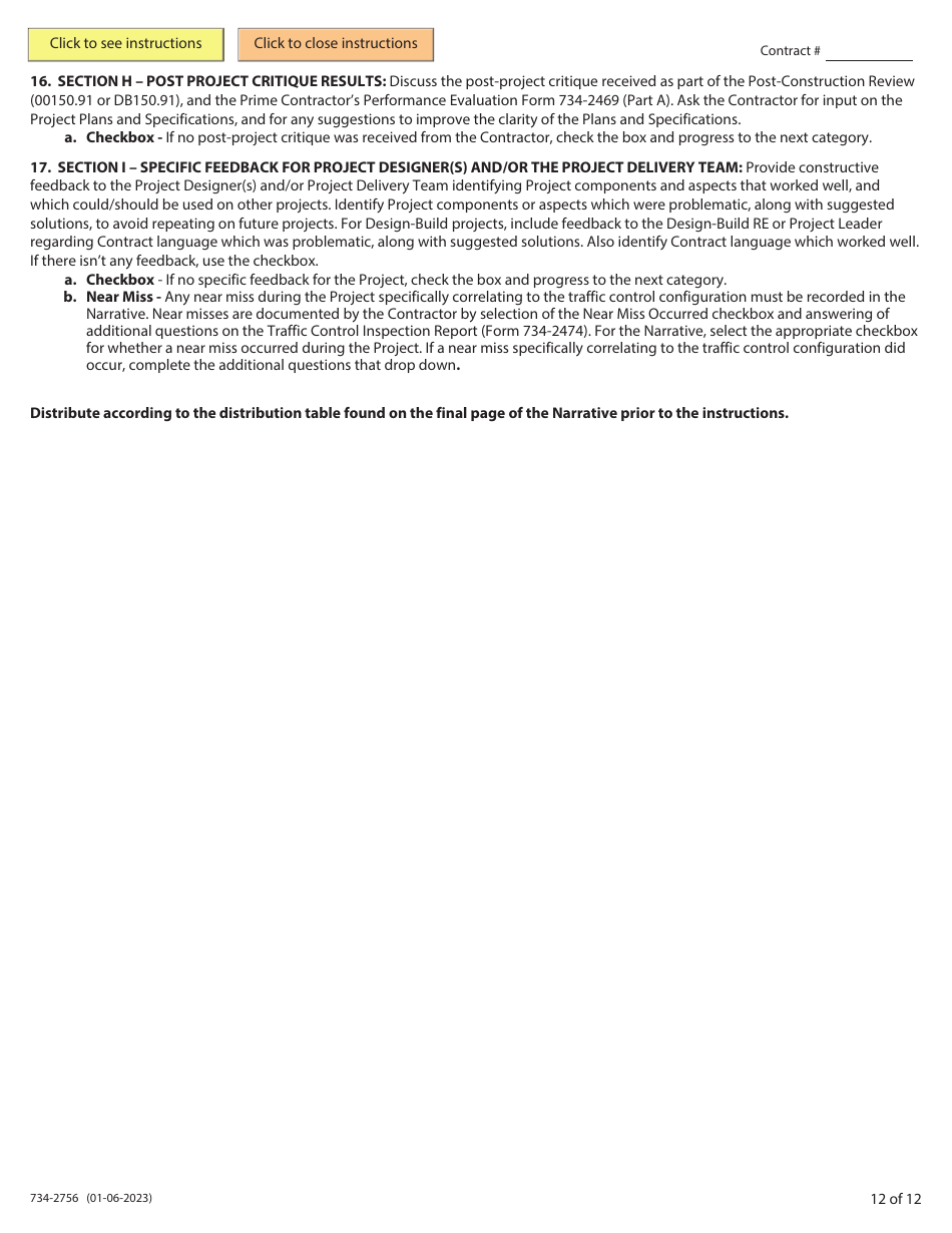 ODOT Form 734-2756 Resident Engineers Narrative Form - Oregon, Page 12