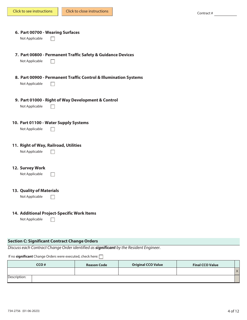 ODOT Form 734-2756 Resident Engineers Narrative Form - Oregon, Page 4