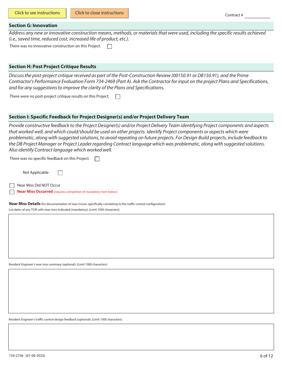 ODOT Form 734-2756 Resident Engineers Narrative Form - Oregon, Page 6