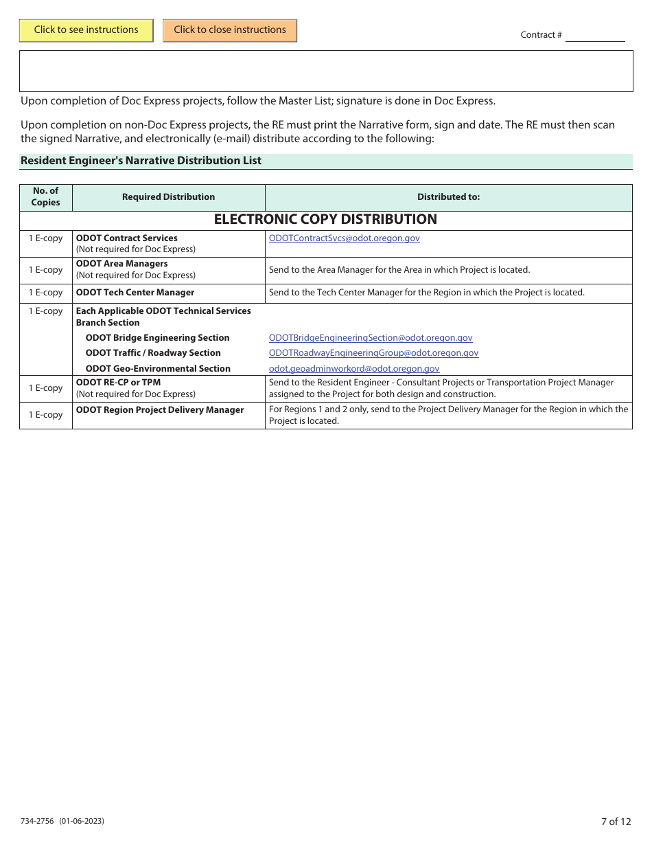 ODOT Form 734-2756 Resident Engineers Narrative Form - Oregon, Page 7