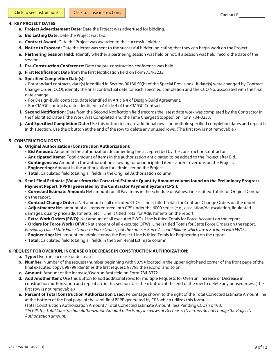 ODOT Form 734-2756 Resident Engineers Narrative Form - Oregon, Page 9