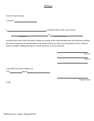 SDDVA Form 4 Application for $100 Veterans Burial Allowance - South Dakota, Page 3