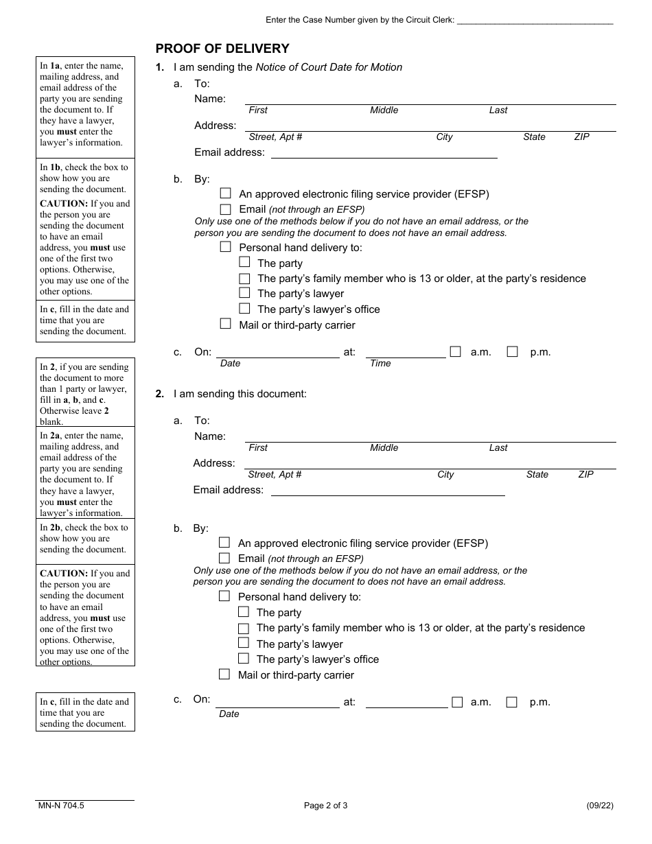 Form MN-N704.5 Notice of Court Date for Motion - Illinois, Page 2