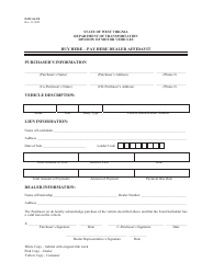 Document preview: Form DMV-86-TR Buy Here - Pay Here Dealer Affidavit - West Virginia