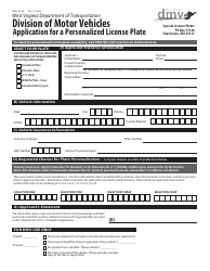 Document preview: Form DMV-42-TR Application for a Personalized License Plate - West Virginia