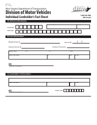 Document preview: Form DMV-85-A Individual Lienholder's Fact Sheet - West Virginia