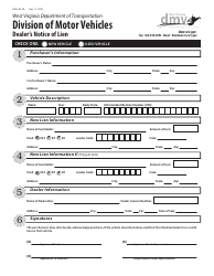 Document preview: Form DMV-85-TR Dealer's Notice of Lien - West Virginia