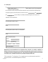 Formulario De Certificacion Para Padres, Madres O Tutores Legales Nombrados De Un Inscrito Menor De 18 Anos - New York City (Spanish), Page 3