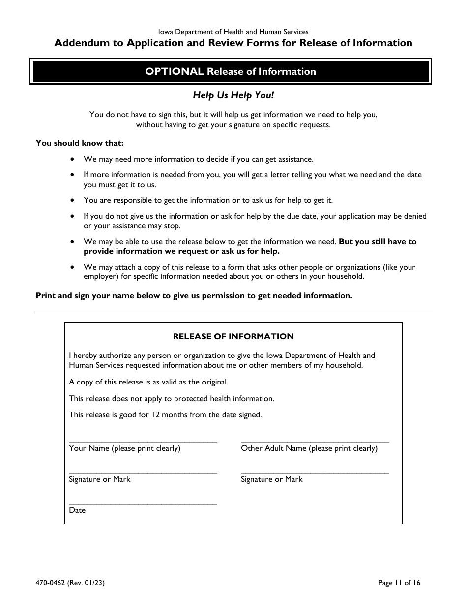 Form 470-0462 Food and Financial Support Application - Iowa, Page 11