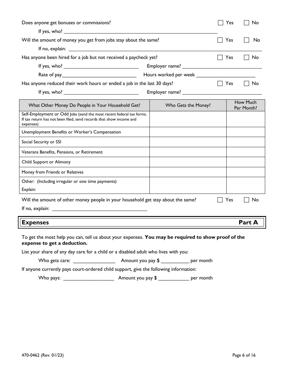 Form 470-0462 Food and Financial Support Application - Iowa, Page 6