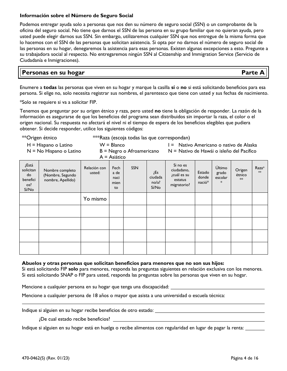 Formulario 470-0462(S) Solicitud De Ayuda Financiera Y Asistencia Alimenticia - Iowa (Spanish), Page 4