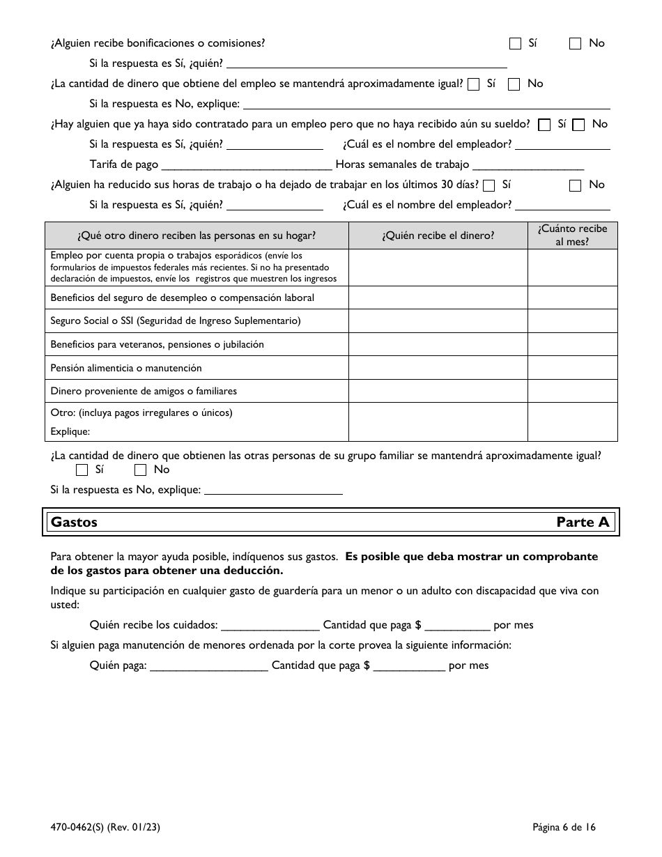Formulario 470-0462(S) Solicitud De Ayuda Financiera Y Asistencia Alimenticia - Iowa (Spanish), Page 6