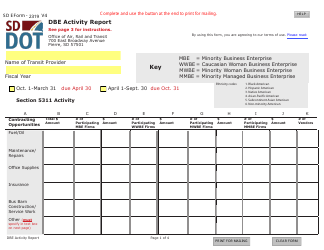 Document preview: SD Form 2319 Dbe Activity Report - South Dakota