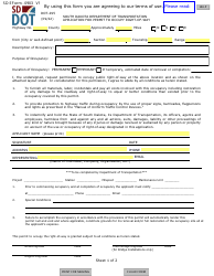 Document preview: Form DOT-295 (SD Form 0903) Application for Permit to Occupy Right-Of-Way - South Dakota