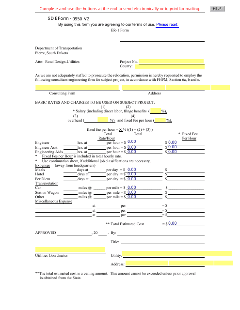 SD Form 0950 (ER-1) Utility Consultant Approval Form - South Dakota