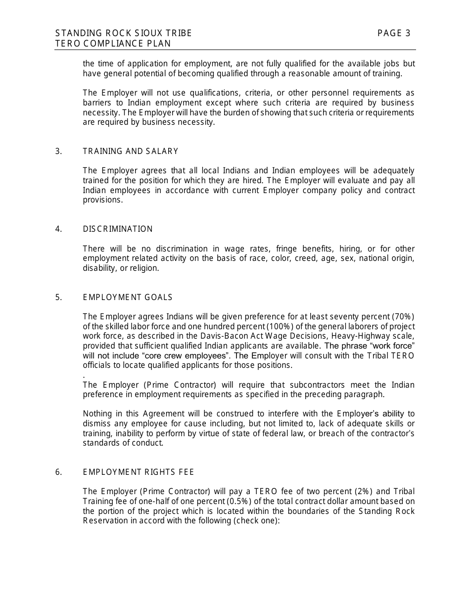 Standing Rock Sioux Tribe Compliance Plan - South Dakota, Page 3