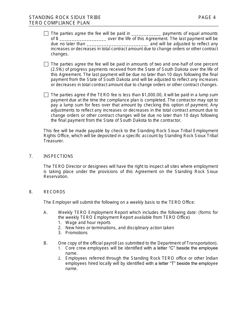 Standing Rock Sioux Tribe Compliance Plan - South Dakota, Page 4