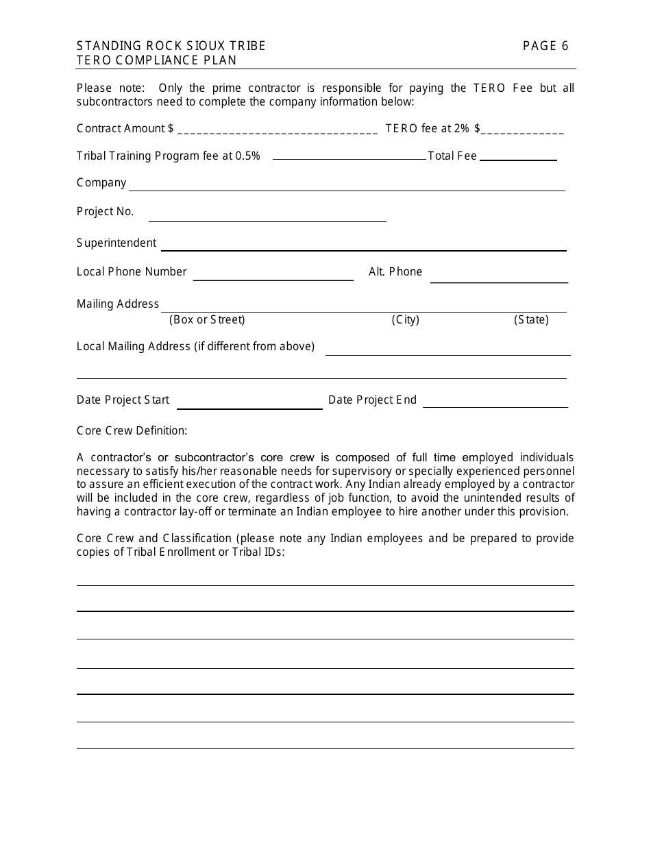 Standing Rock Sioux Tribe Compliance Plan - South Dakota, Page 6