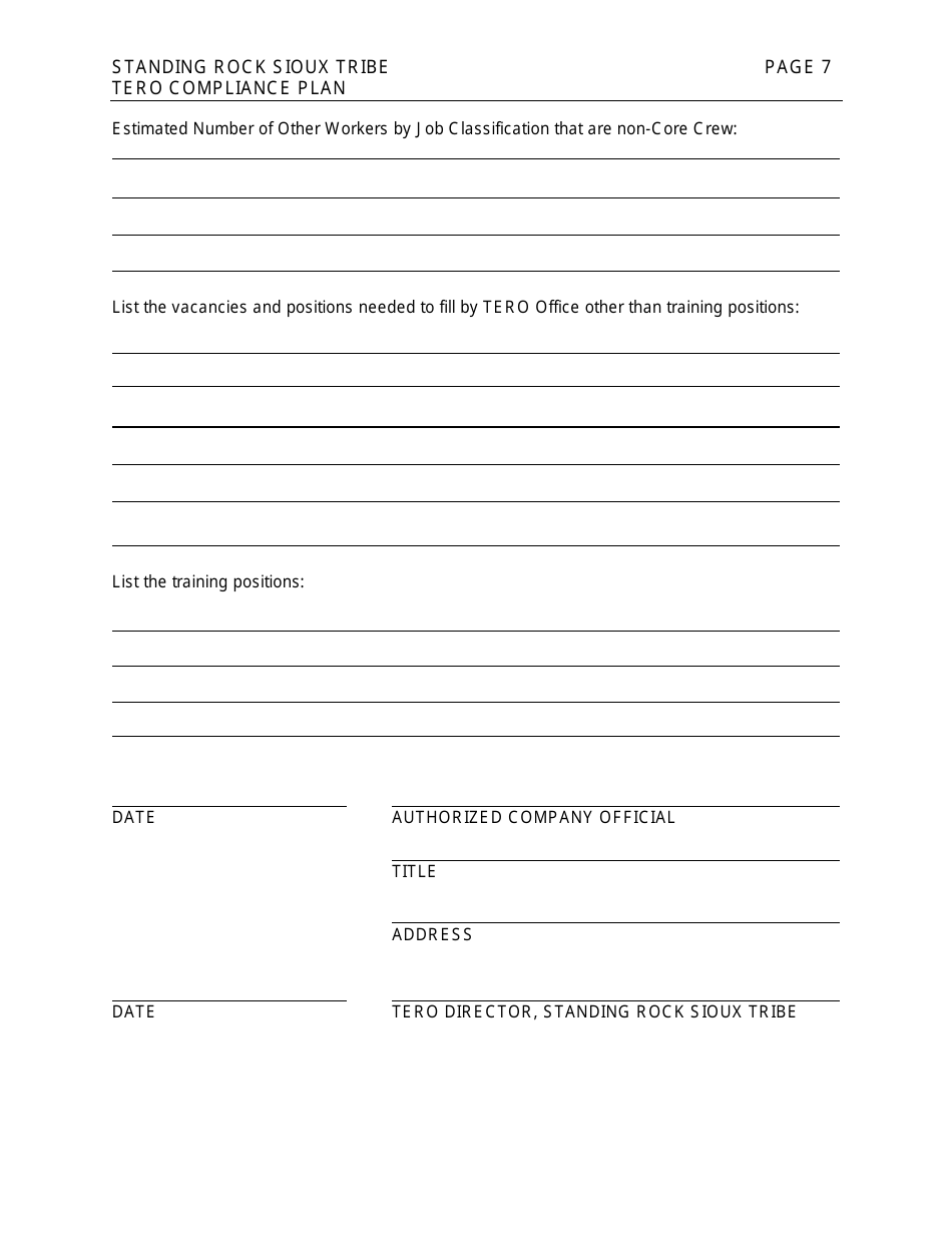 Standing Rock Sioux Tribe Compliance Plan - South Dakota, Page 7