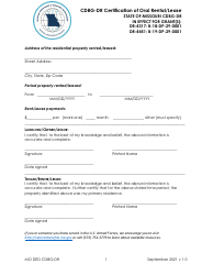 Document preview: Cdbg-Dr Certification of Oral Rental/Lease - Missouri