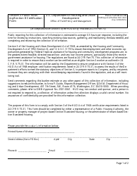 HUD Form 4736 Section 3 Public Housing/Section 8 Certification Form
