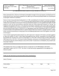 HUD Form 4736B Section 3 Employer Certification Form - Public Housing