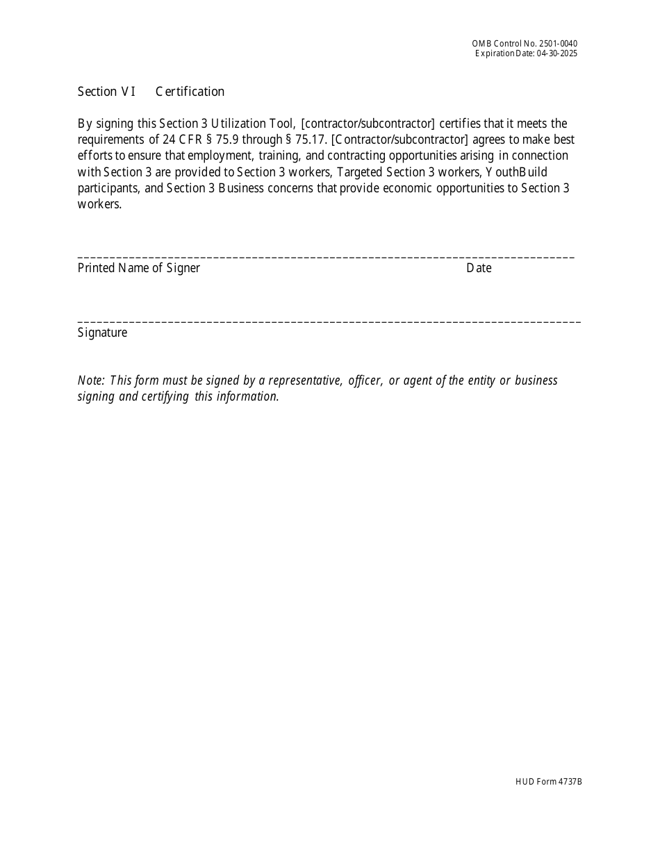 HUD Form 4737B Section 3 Sample Utilization Tool: Public Housing Financial Assistance, Page 6
