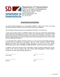 Document preview: Annual Vehicle Use Certification - South Dakota