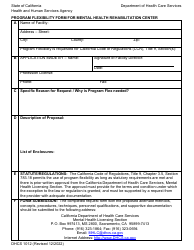 Document preview: Form DHCS1012 Program Flexibility Form for Mental Health Rehabilitation Center - California