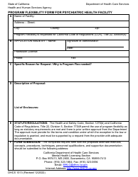 Document preview: Form DHCS1013 Program Flexibility Form for Psychiatric Health Facility - California