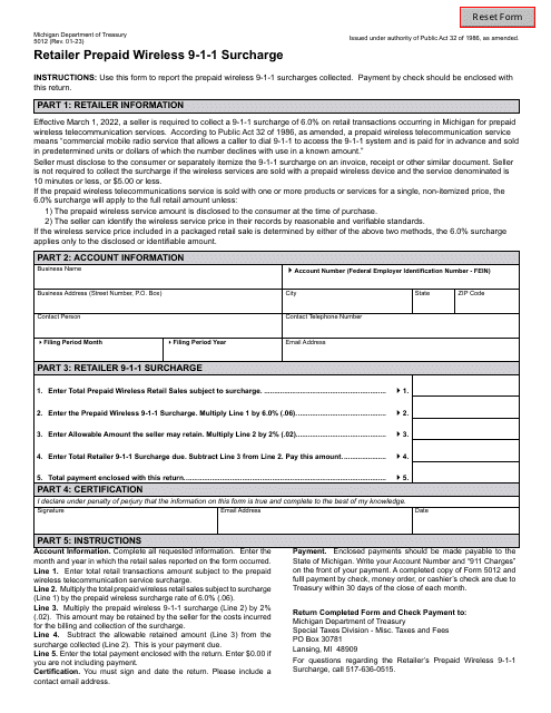 Form 5012  Printable Pdf