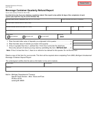 Document preview: Form 5817 Beverage Container Quarterly Refund Report - Michigan