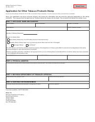 Document preview: Form 323 Application for Other Tobacco Products Stamp - Michigan
