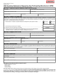 Form 5465 Quarterly Statement of Deposit by Non-participating Manufacturer (Npm) - Michigan