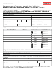 Form 4126 Equity Assessment Prepayment Report for Non-participating Manufacturers (Npms) of Cigarettes and/or &quot;roll-Your-Own&quot; Tobacco - Michigan