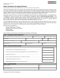 Document preview: Form 3421 Sales Tax Return for Special Events - Michigan
