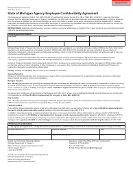 Document preview: Form 4062 State of Michigan Agency Employee Confidentiality Agreement - Michigan