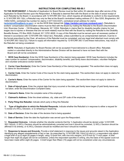 Form RB-89.1  Printable Pdf