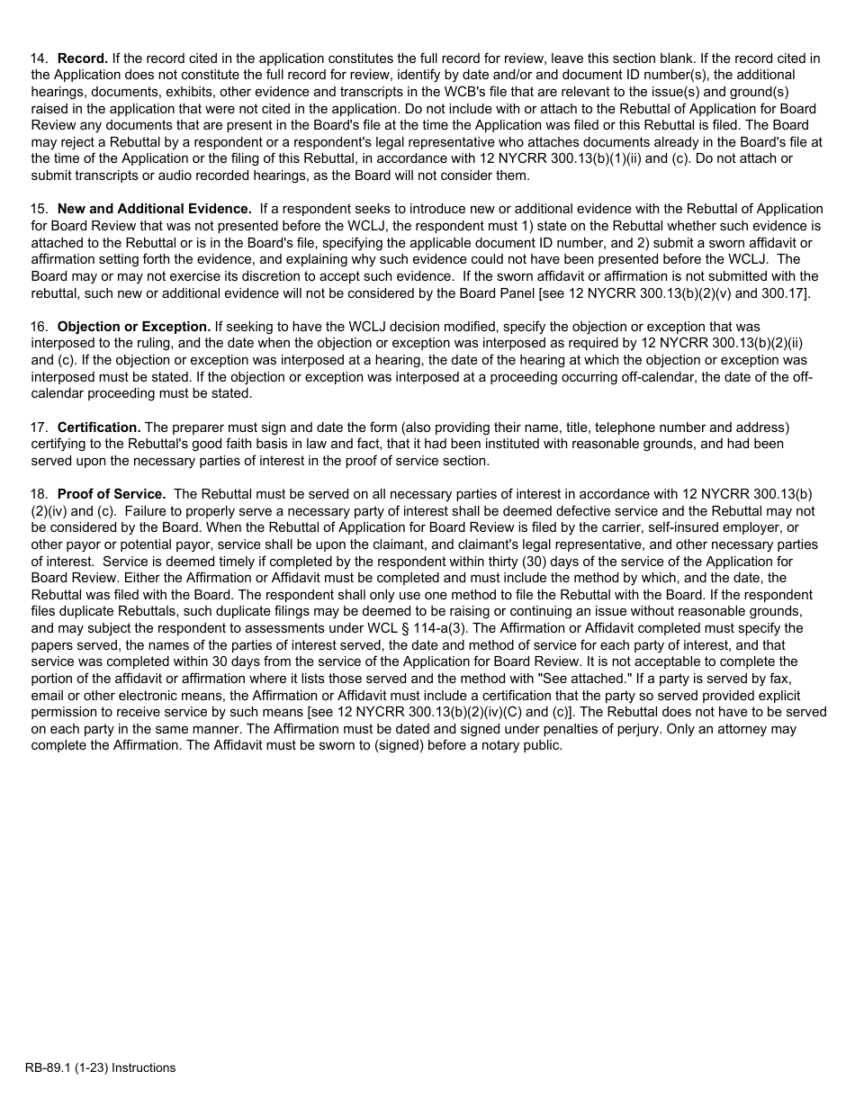 Form RB-89.1 Rebuttal of Application for Board Review - New York, Page 2