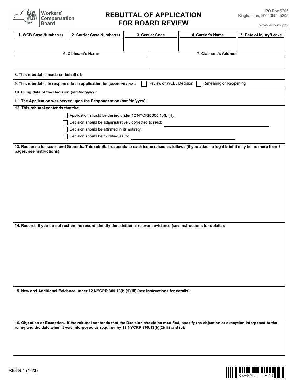 Form RB-89.1 Rebuttal of Application for Board Review - New York, Page 3