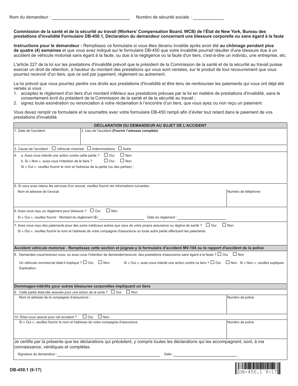 Forme DB-450.1 - Fill Out, Sign Online and Download Fillable PDF, New ...