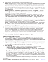 Form WTC-12 Registration of Participation in World Trade Center Rescue, Recovery and/or Cleanup Operations - Sworn Statement Pursuant to Wcl 162 - New York (French), Page 2