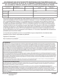 Document preview: Form A-9 Notice That You May Be Responsible for Medical Costs in the Event of Failure to Prosecute, or if Compensation Claim Is Disallowed, or if Agreement Pursuant to Wcl 32 Is Approved - New York (French)