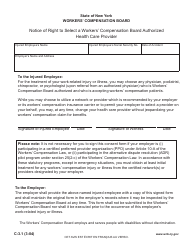 Form C-3.1 Notice of Right to Select a Workers&#039; Compensation Board Authorized Health Care Provider - New York (English/French)