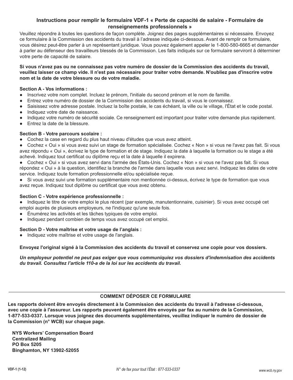 Forme VDF-1 - Fill Out, Sign Online and Download Fillable PDF, New York ...