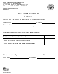 Document preview: Form 440-4803 Check Cashing Annual Report - Oregon
