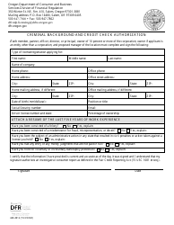 Document preview: Form 440-4912 Criminal Background and Credit Check Authorization - Oregon