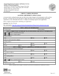Document preview: Form 440-5470 Check Cashing Business License Amendment Application - Oregon