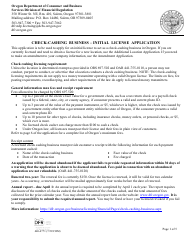 Document preview: Form 440-4771 Check-Cashing Business - Initial License Application - Oregon